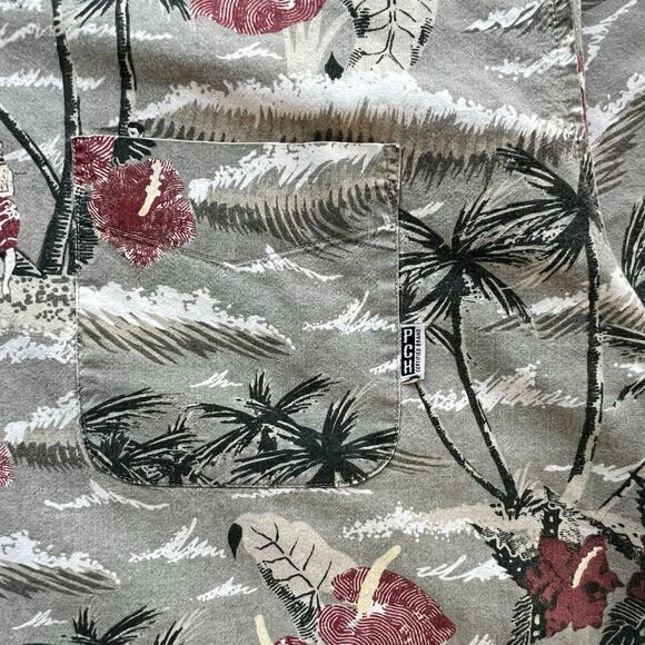 Vintage Pacific Coast Highway Hawaiian Hula Tropical AOP Surf Shirt Button Up L - Picture 4 of 8
